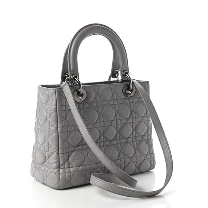 Christian Dior Lambskin Cannage Medium Lady Dior Grey 3 of 11