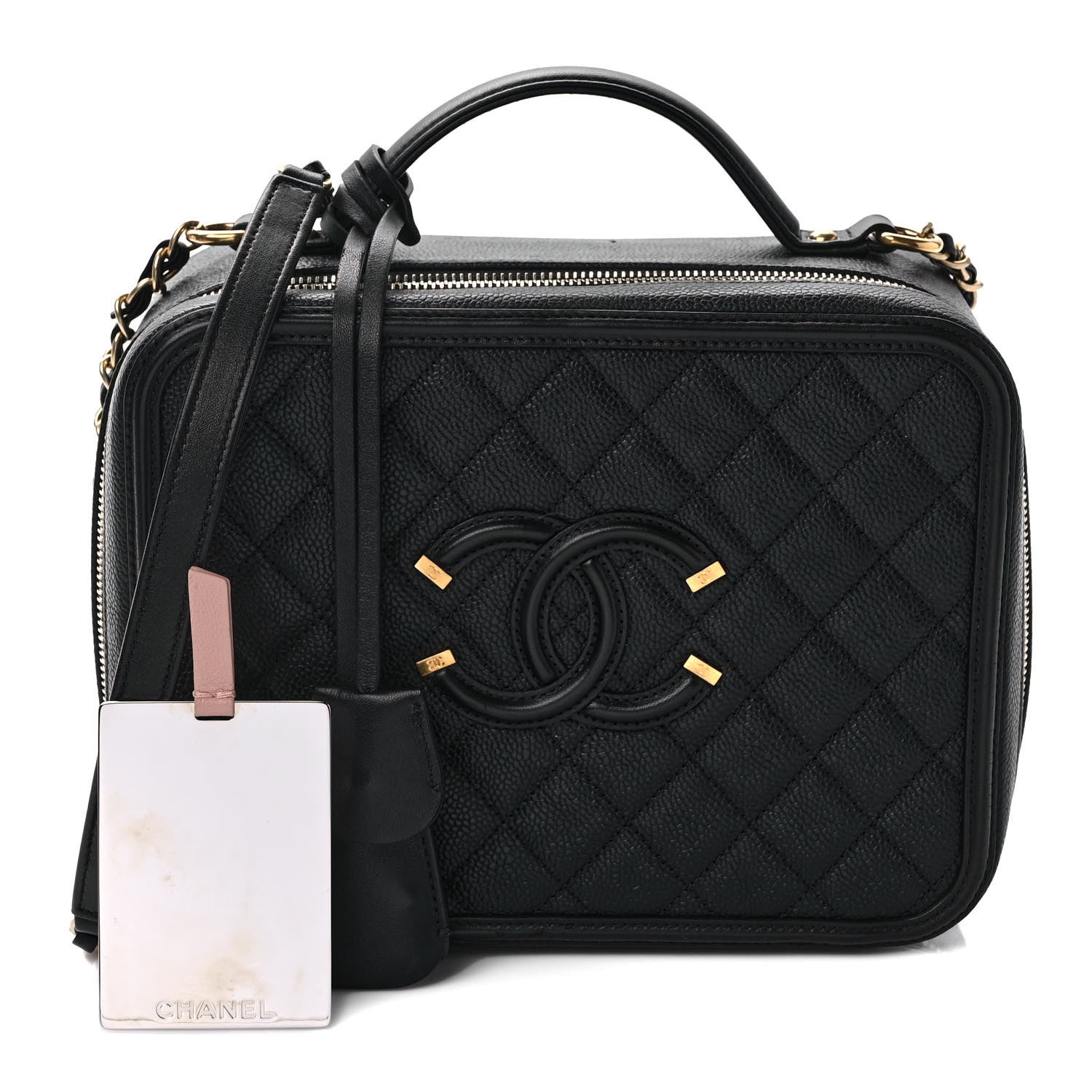 Chanel Caviar Quilted Large CC Filigree Vanity Case Black 1 of 9