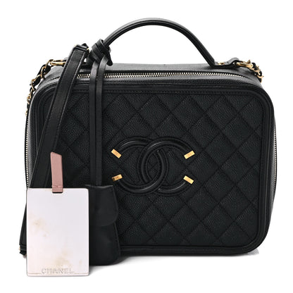 Chanel Caviar Quilted Large CC Filigree Vanity Case Black 1 of 9