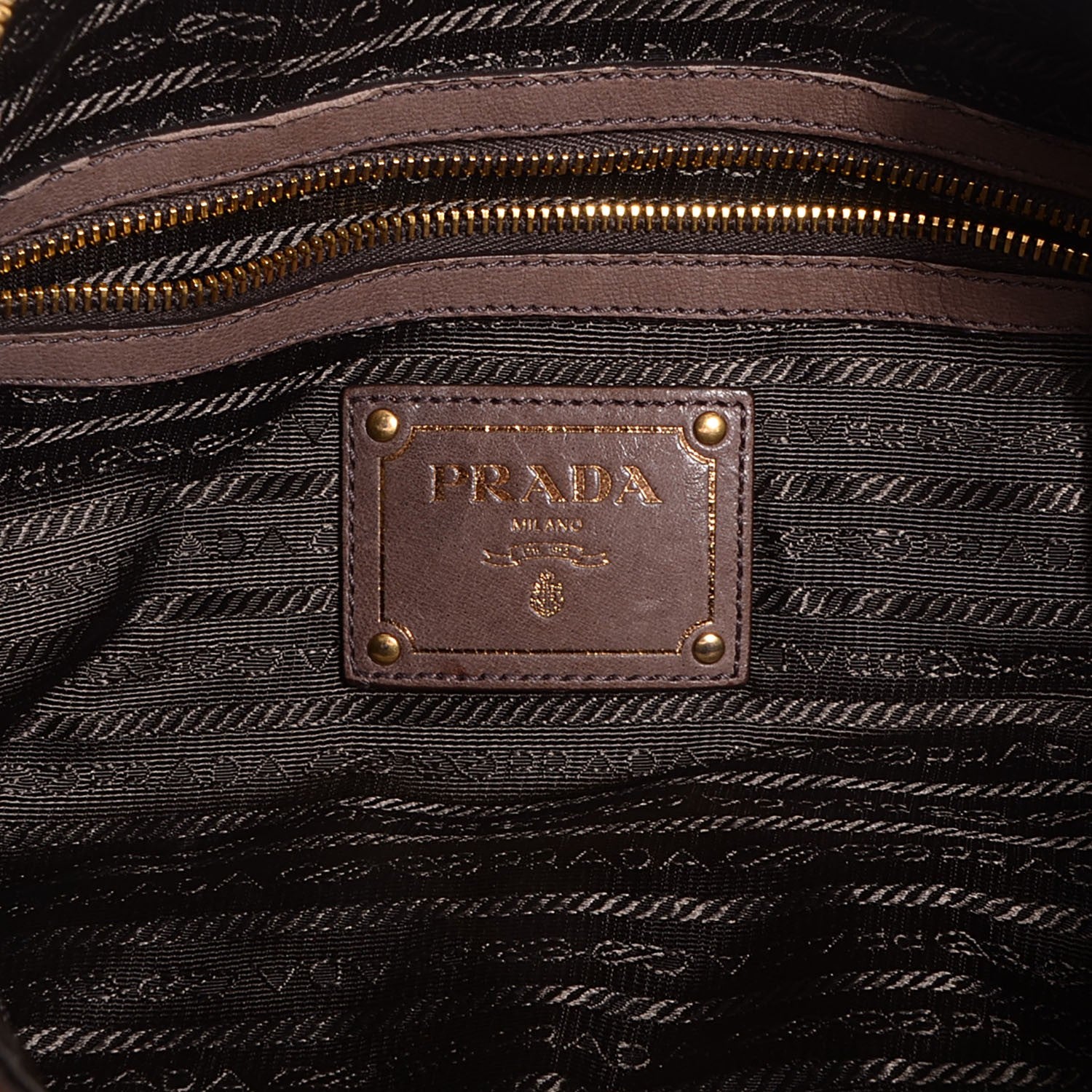 Prada Cervo Shine Tote Teak 6 of 12