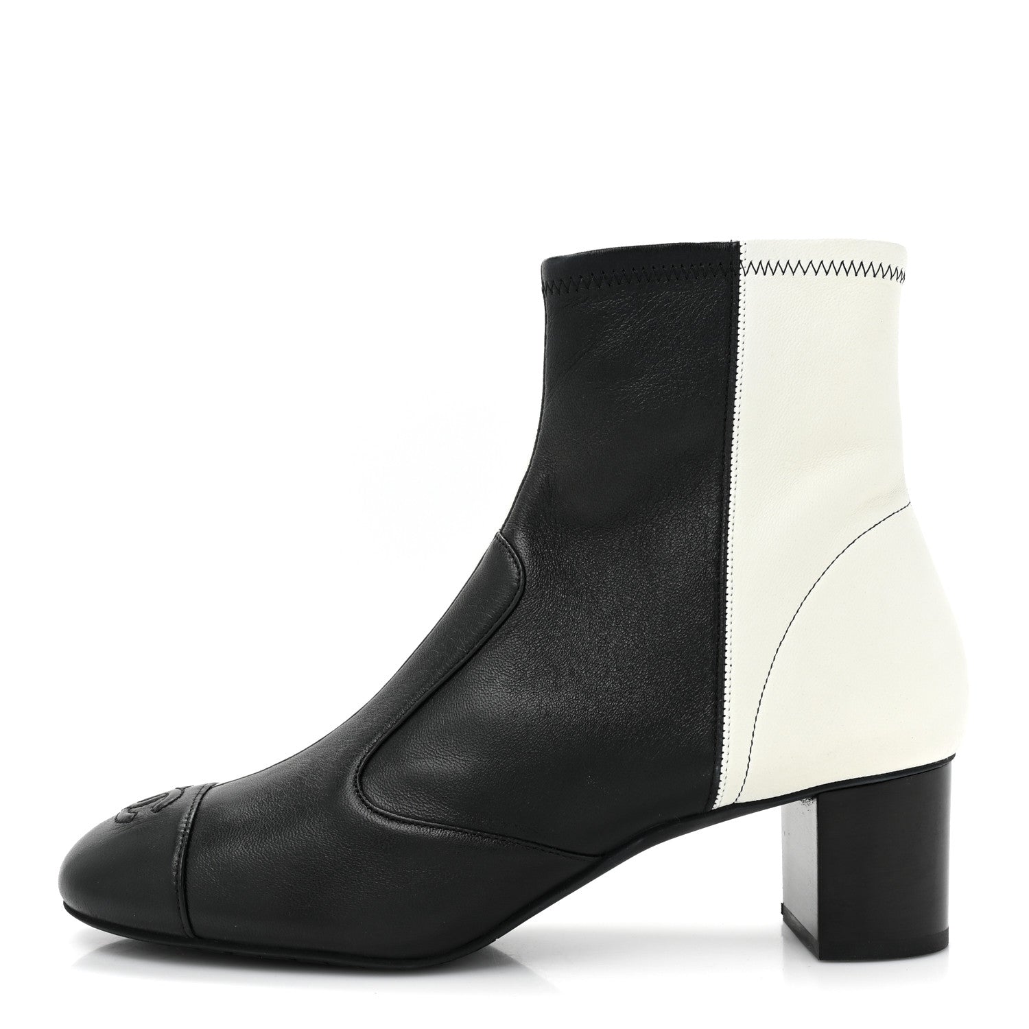 Chanel Lambskin Ankle Boots 40 Ivory Black 1 of 10