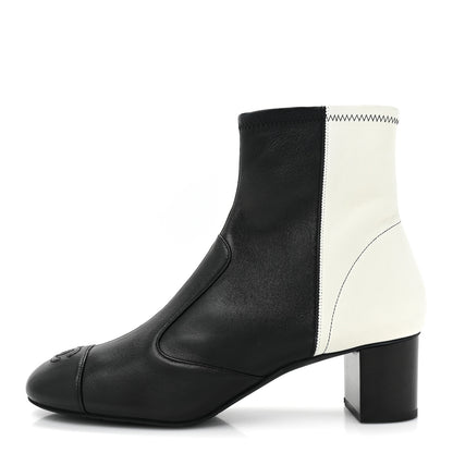 Chanel Lambskin Ankle Boots 40 Ivory Black 1 of 10