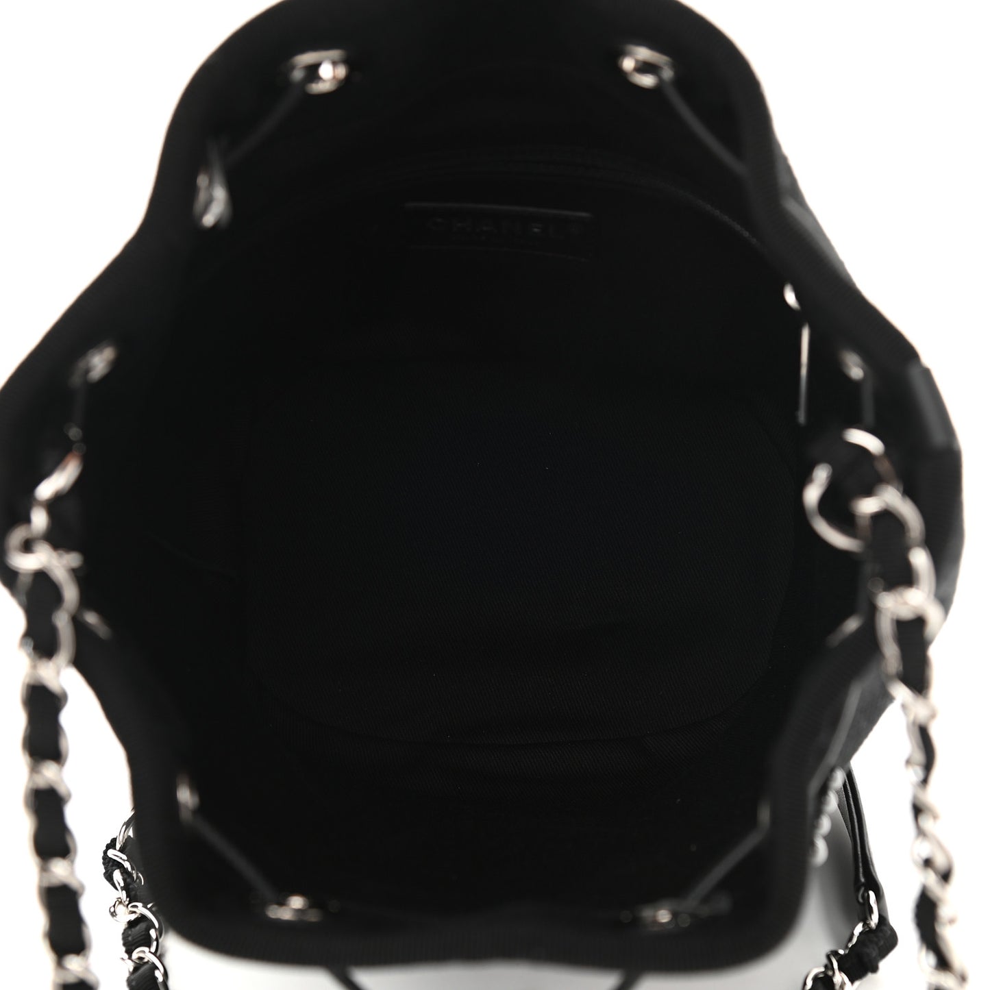 Canvas Deauville Drawstring Bucket Bag Black