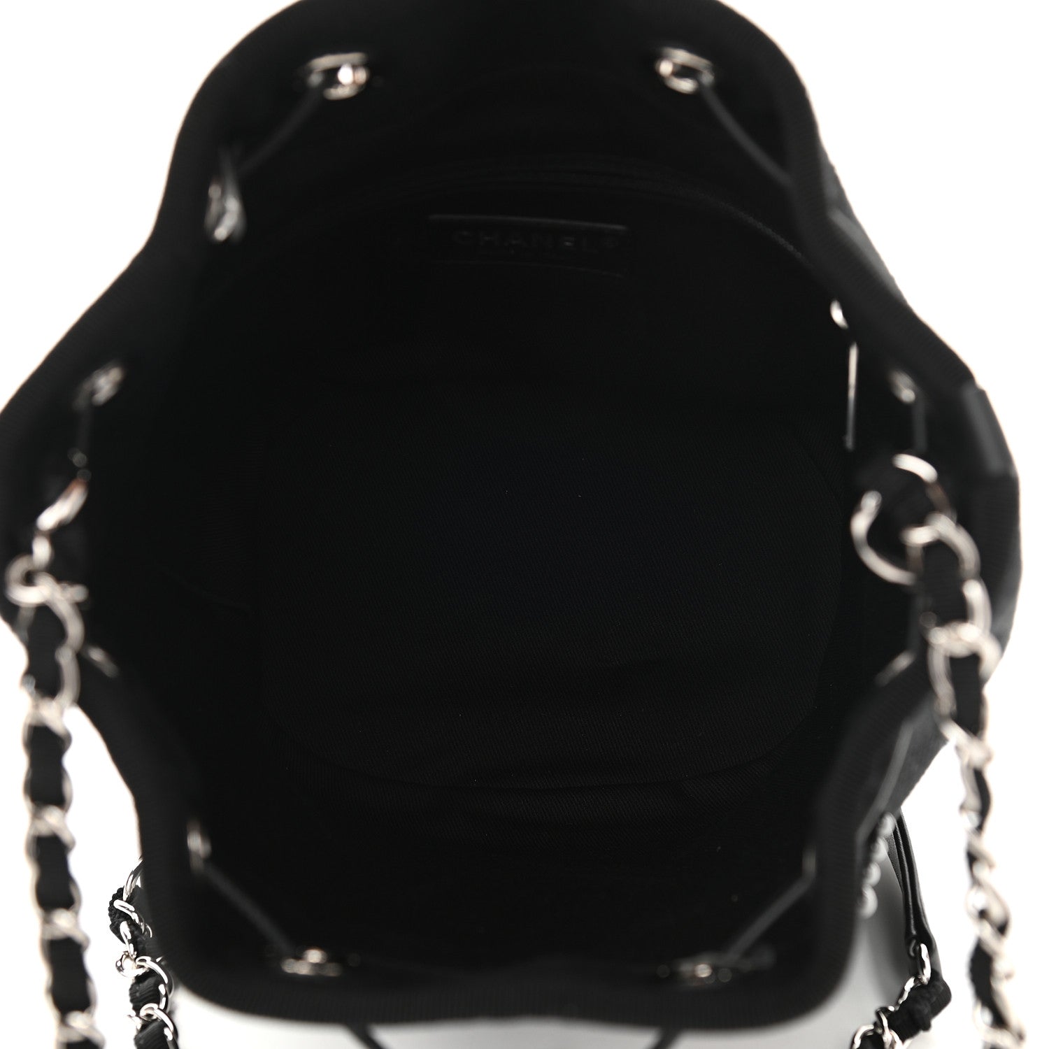 Chanel Canvas Deauville Drawstring Bucket Bag Black 5 of 9