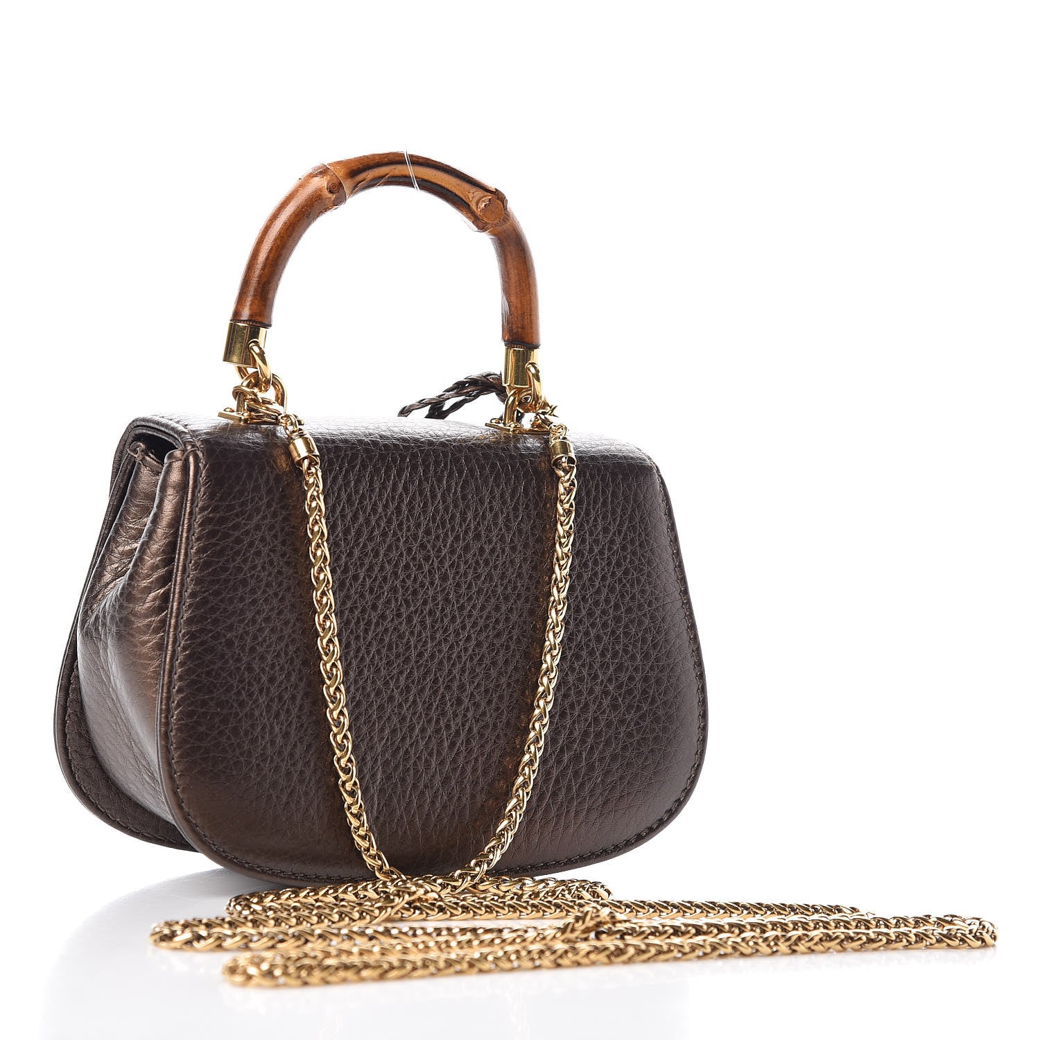 Gucci Calfskin Mini Bamboo Night Evening Bag Bronze 3 of 7