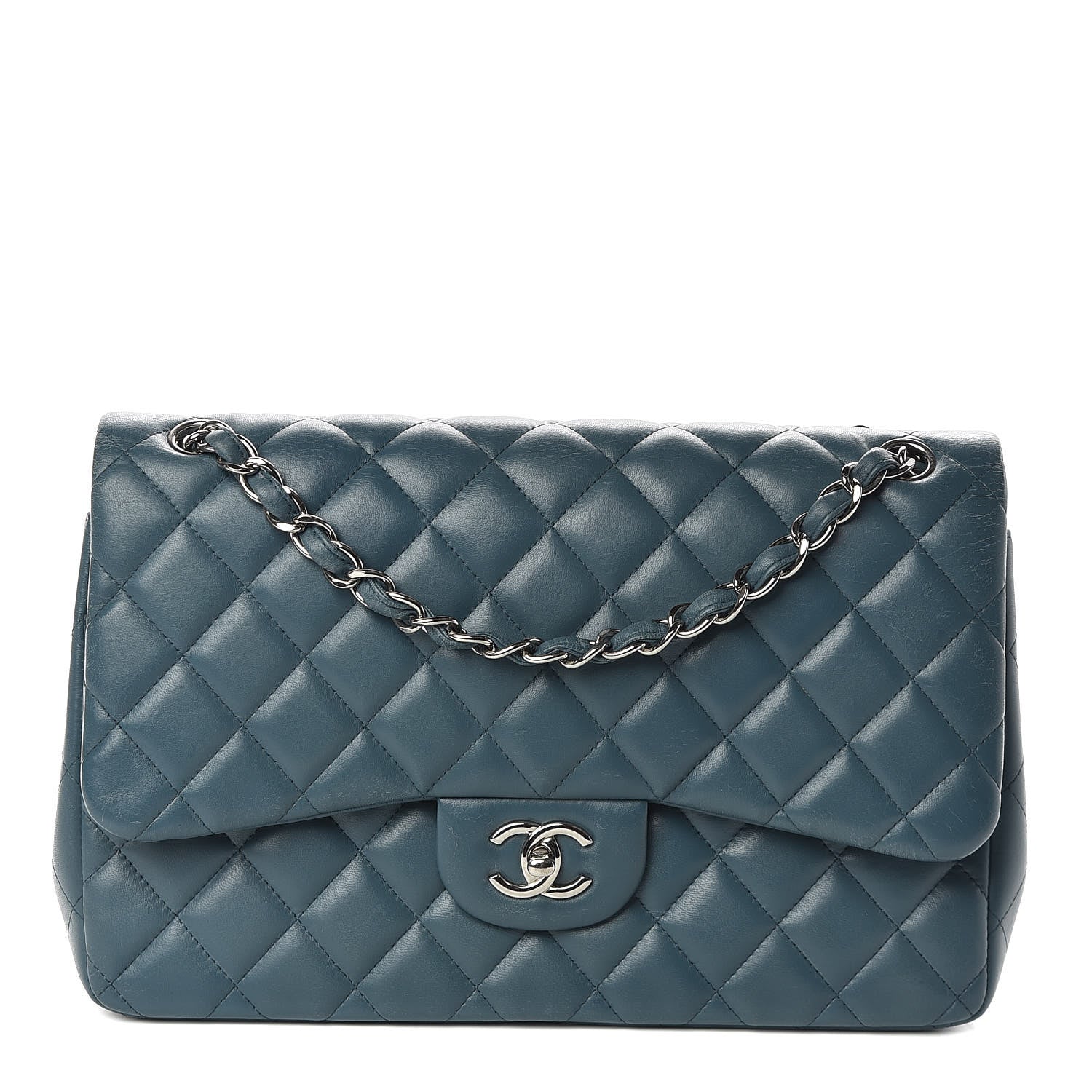 Chanel Lambskin Quilted Jumbo Double Flap Light Blue 1 of 11