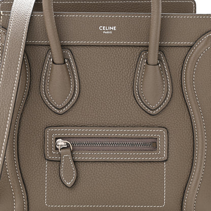 Celine Drummed Calfskin Nano Luggage Souris 9 of 11