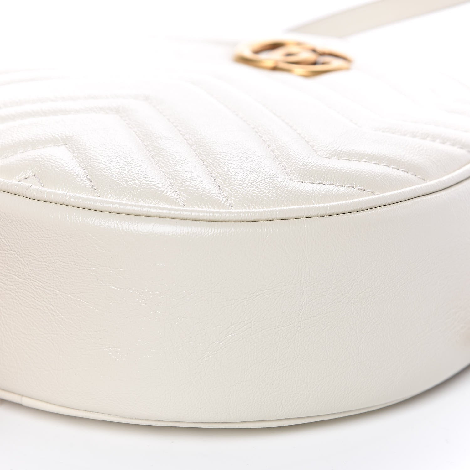 Gucci Calfskin Matelasse Mini GG Marmont Round Shoulder Bag White 9 of 12