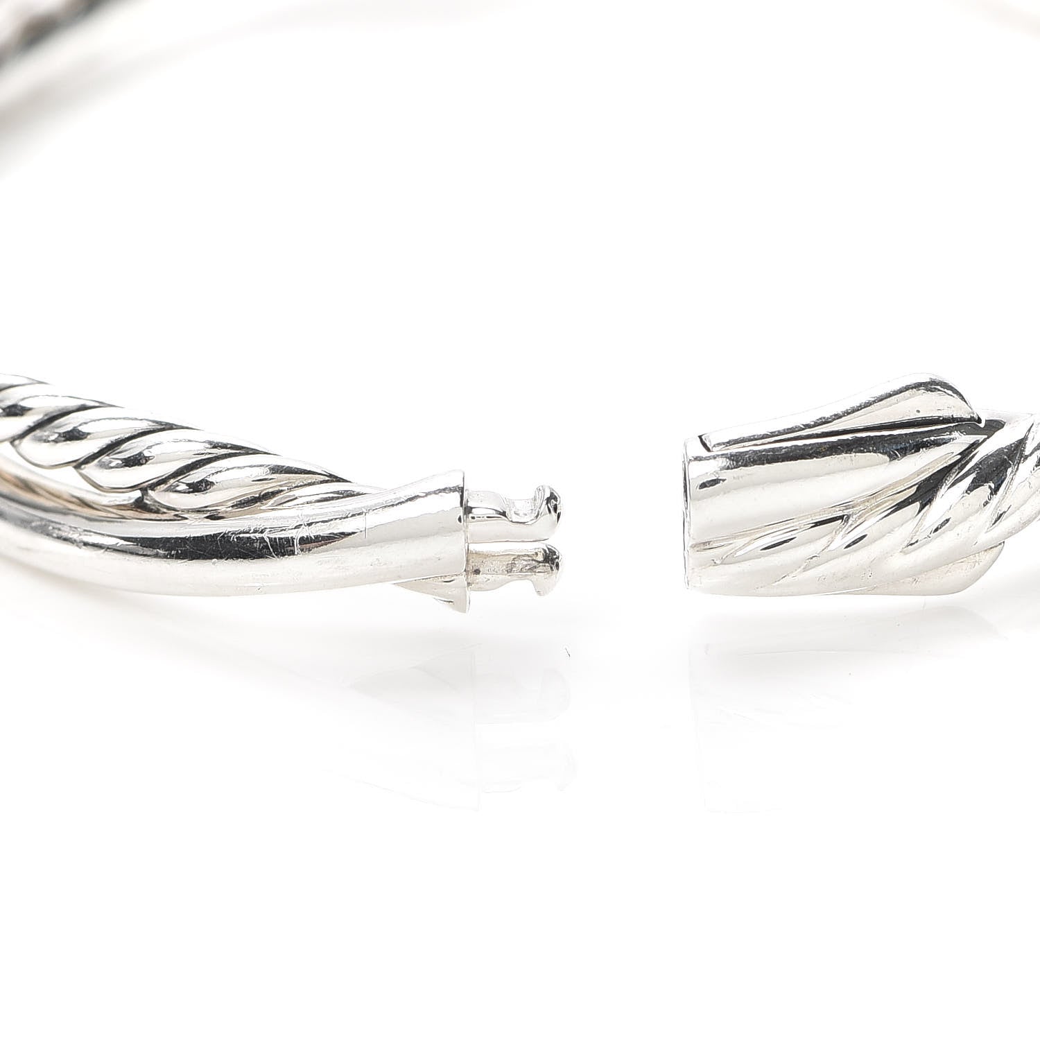 David Yurman Sterling Silver Diamond Continuance Bangle Bracelet 5 of 5