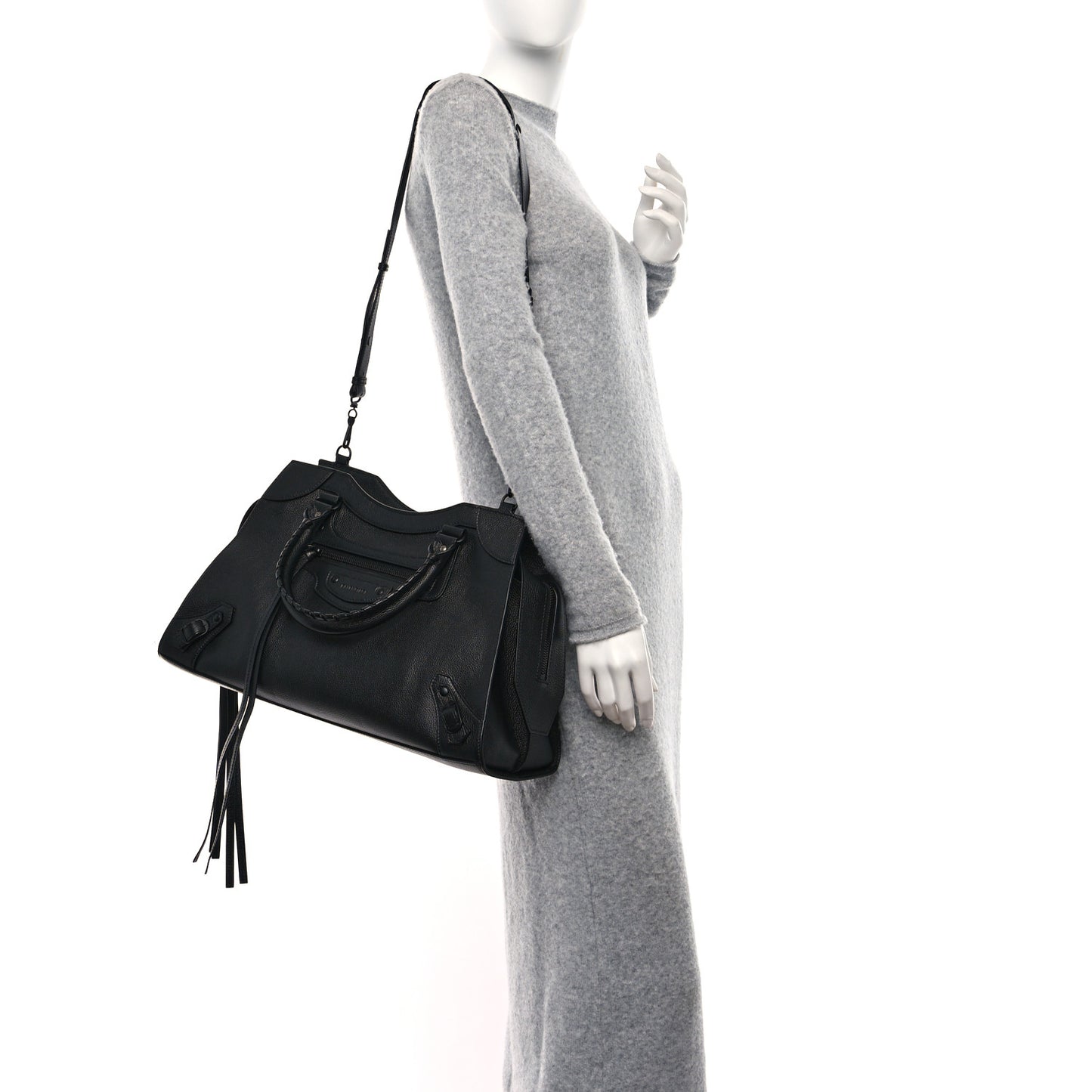 Grained Calfskin Neo Classic Black Hardware Medium City Black