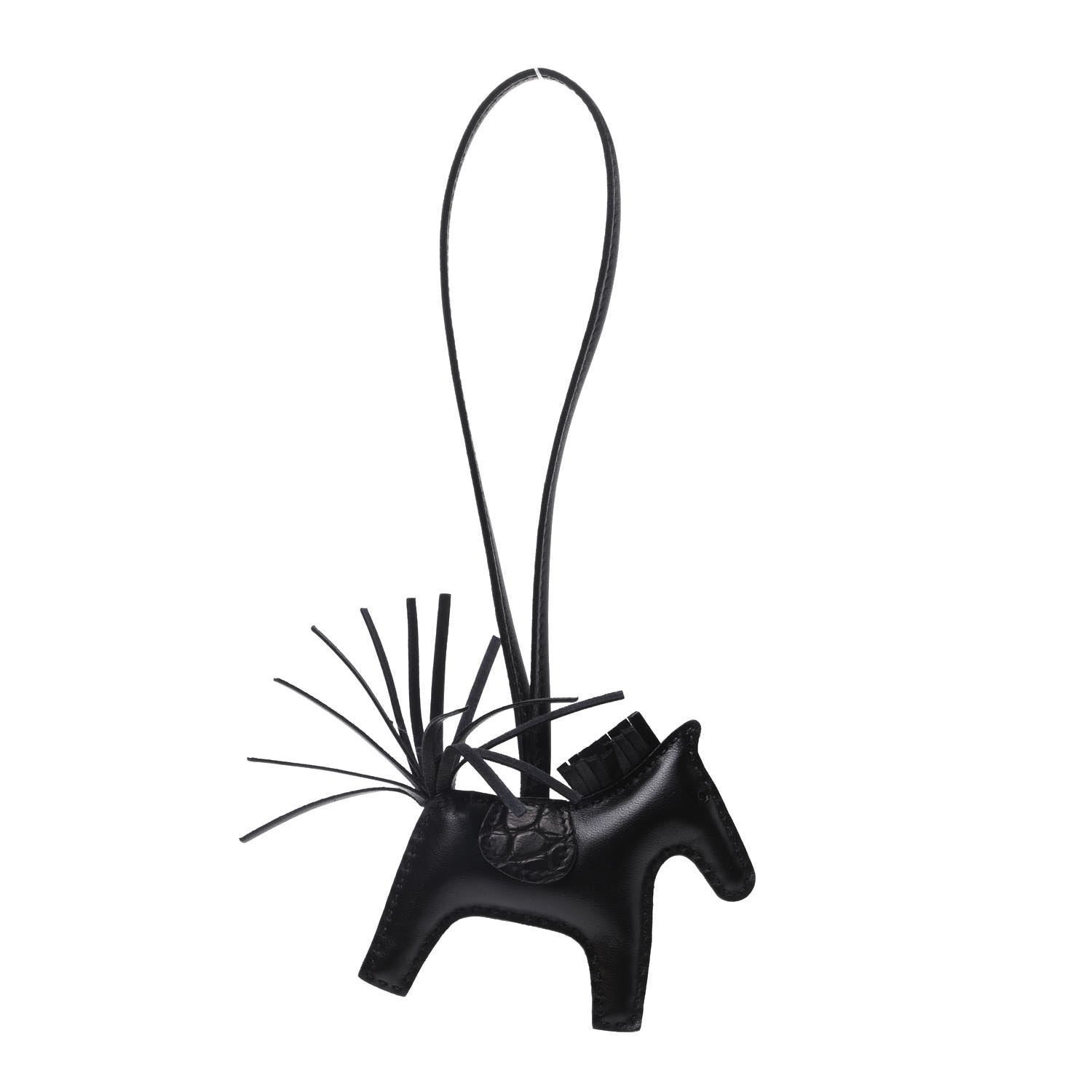 Hermes Milo Lambskin Matte Alligator Touch Grigri Rodeo Horse Bag Charm PM So Black 1 of 5