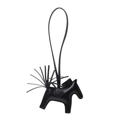 Hermes Milo Lambskin Matte Alligator Touch Grigri Rodeo Horse Bag Charm PM So Black 1 of 5
