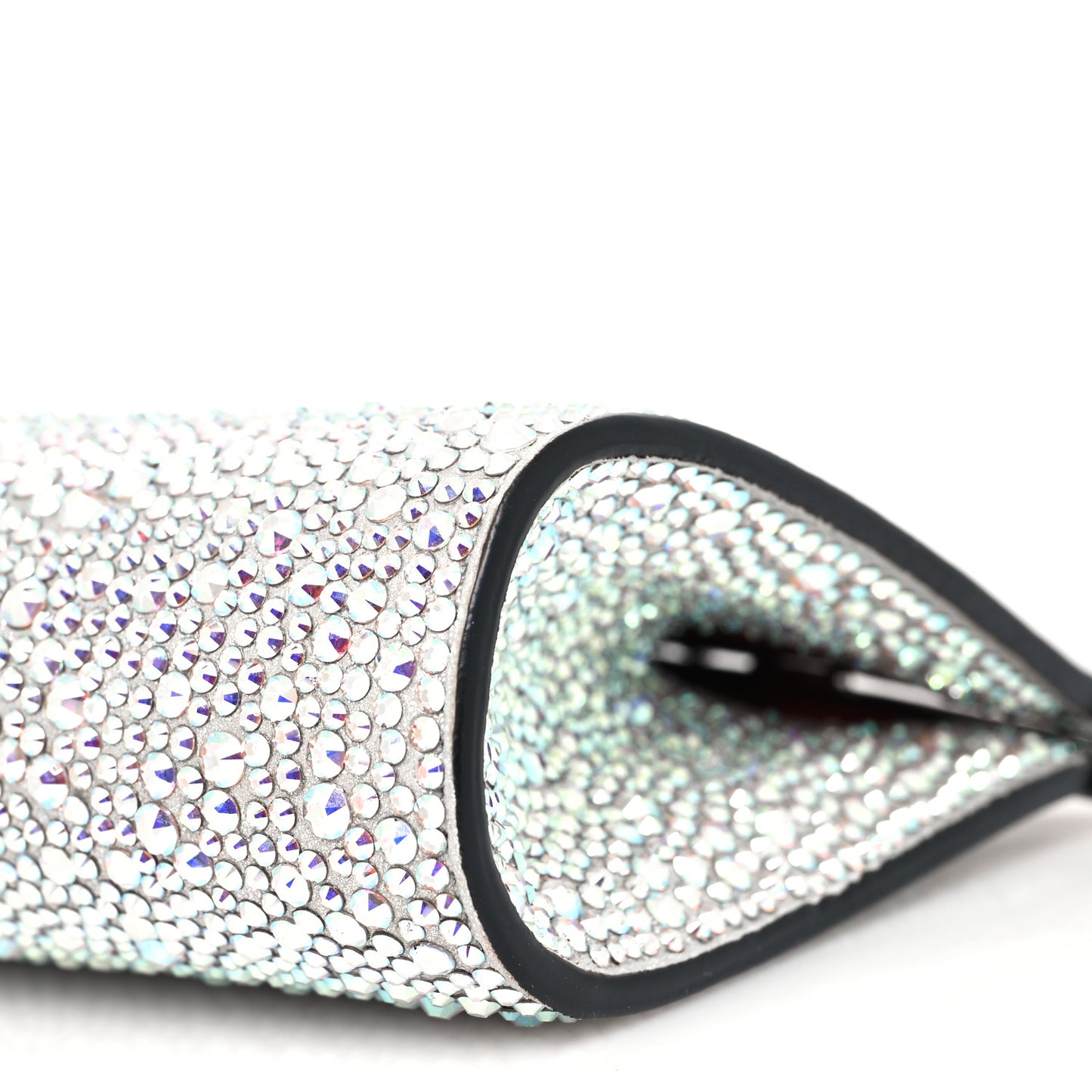Suede Crystal Strass Small Palmette Clutch Silver
