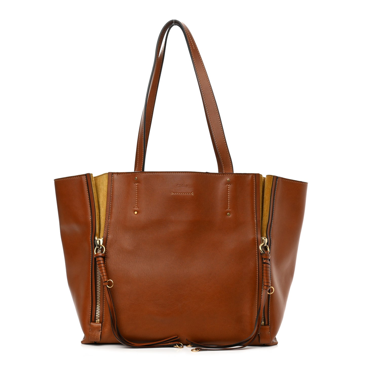 Smooth Calfskin Medium Milo Shopping Tote Caramel