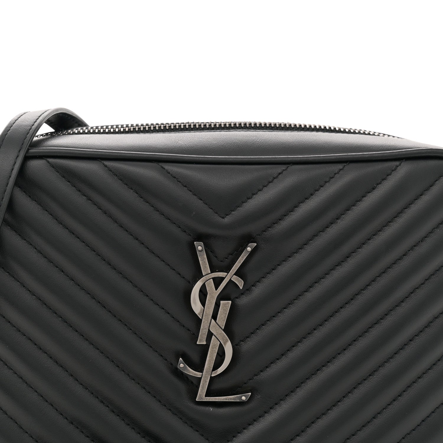 Saint Laurent Calfskin Matelasse Monogram Lou Camera Bag Black 8 of 13