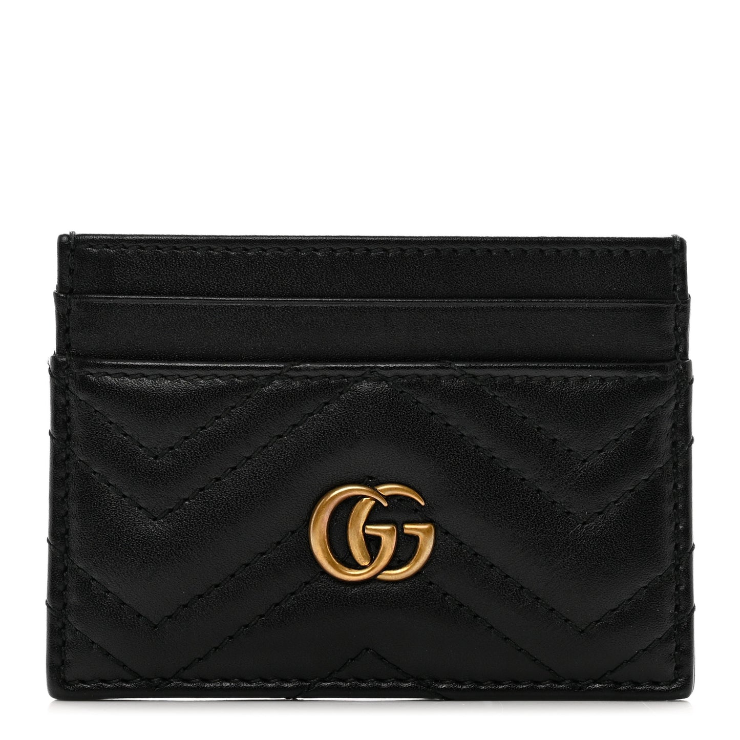 Calfskin Matelasse GG Marmont Card Holder Black