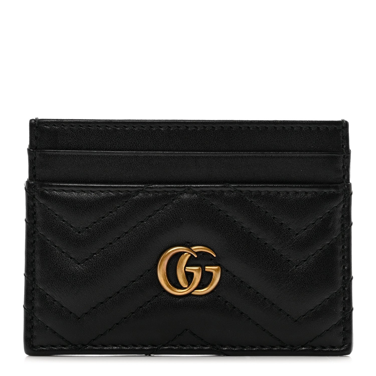Gucci Calfskin Matelasse GG Marmont Card Holder Black 1 of 6