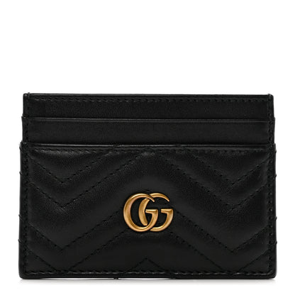 Gucci Calfskin Matelasse GG Marmont Card Holder Black 1 of 6