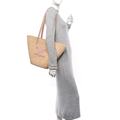 Celine Raffia Calfskin Triomphe Medium Panier Vintage Pink 2 of 11