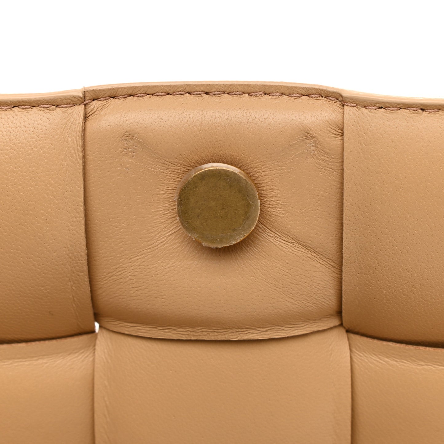 Nappa Maxi Intreccio Padded Cassette Crossbody Bag Almond