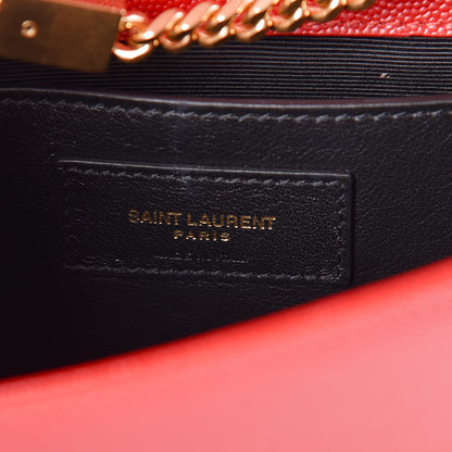 Saint Laurent Grain De Poudre Small Monogram Kate Satchel Bandana Red 6 of 11