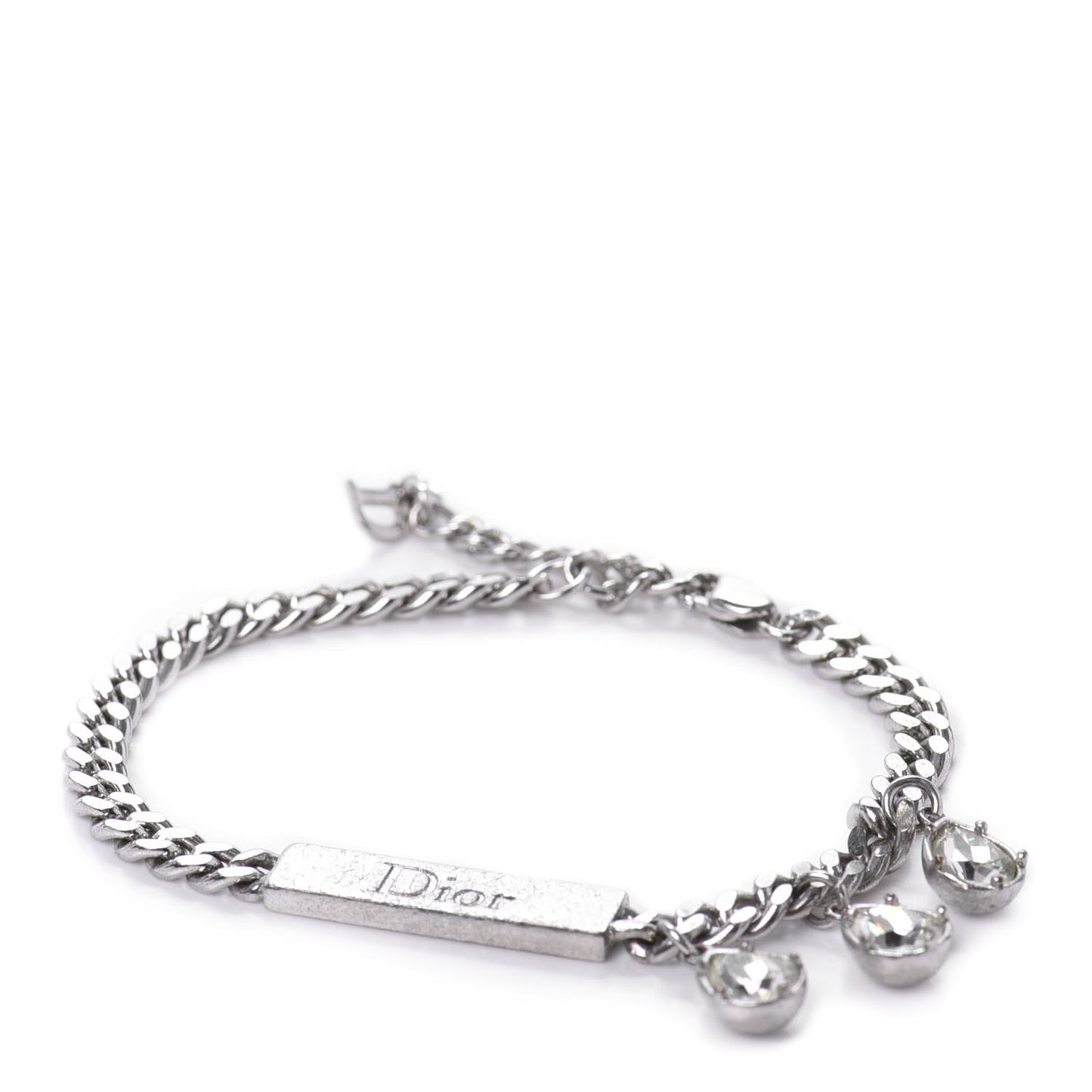 Metal Crystal Logo Bracelet Silver