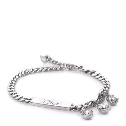 Christian Dior Metal Crystal Logo Bracelet Silver 1 of 6