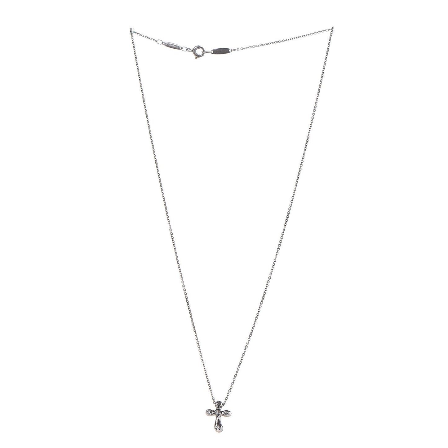 Platinum Diamond 12mm Elsa Peretti Cross Pendant Necklace