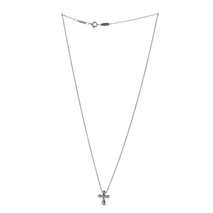 Tiffany Platinum Diamond 12mm Elsa Peretti Cross Pendant Necklace 3 of 8