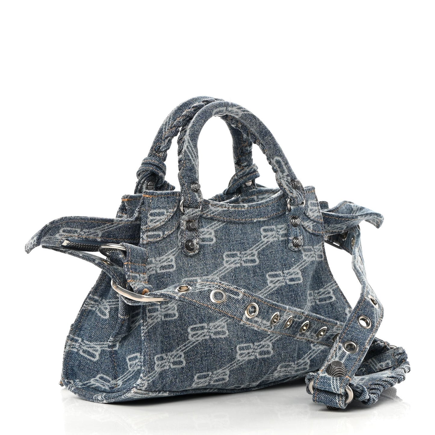 Denim BB Monogram Neo Cagole Handbag XS Blue