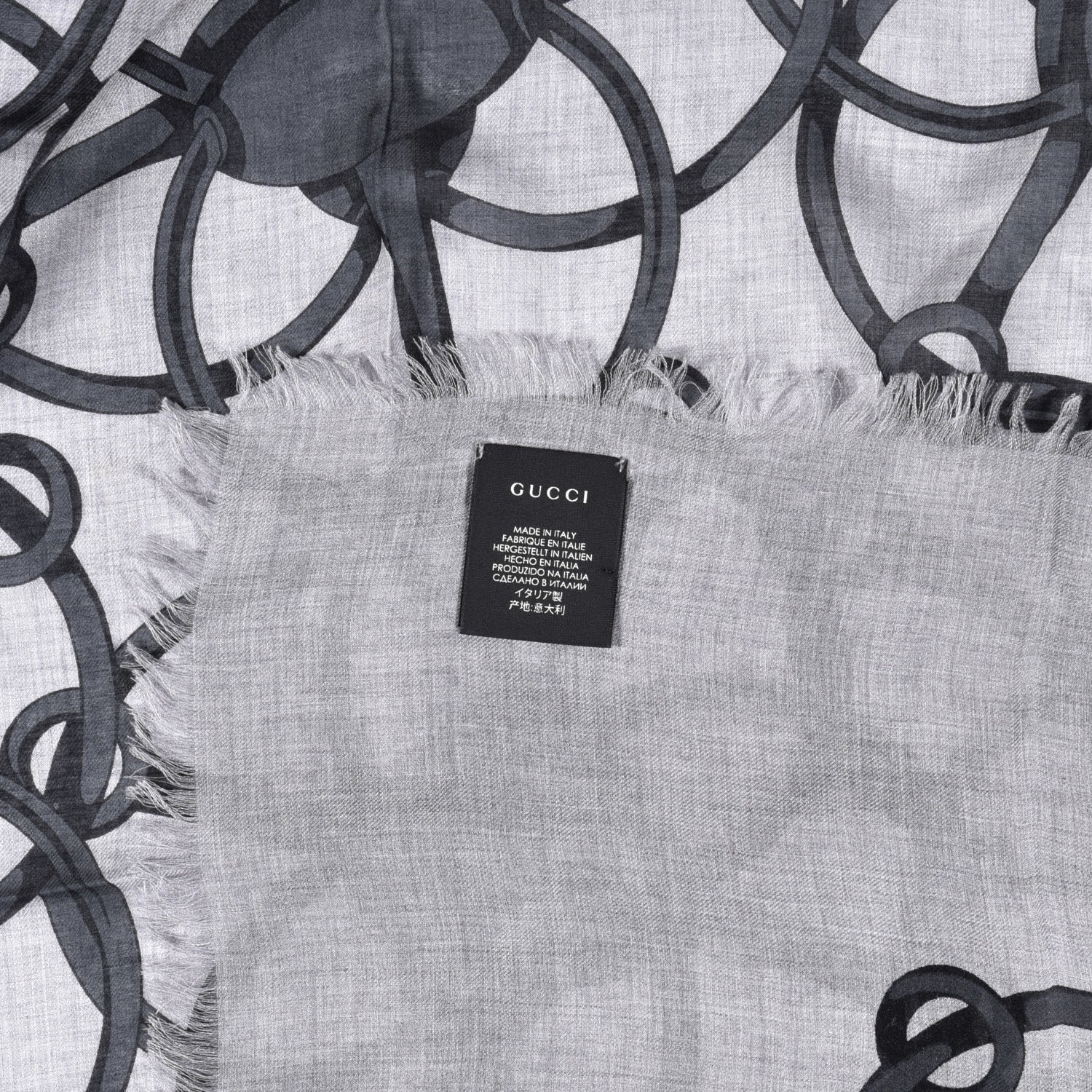 Gucci Modal Wool Hildash Square Shawl Zinc Medium Grey 3 of 4