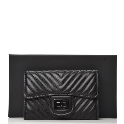 Chanel Aged Calfskin Chevron Quilted Card Holder Wallet So Black 9 of 9