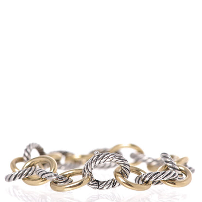 David Yurman Sterling Silver 18K Yellow Gold 12mm Large Oval Link Bracelet 3 of 4