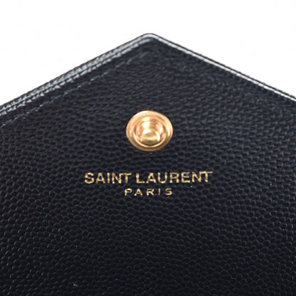 Saint Laurent Grain De Poudre Matelasse Chevron Monogram Chain Wallet Black 6 of 8