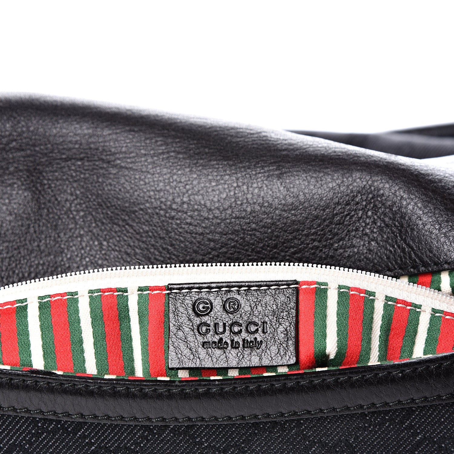 Gucci Denim Monogram Britt Tassel Shoulder Bag Black 5 of 13