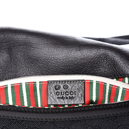 Gucci Denim Monogram Britt Tassel Shoulder Bag Black 5 of 13