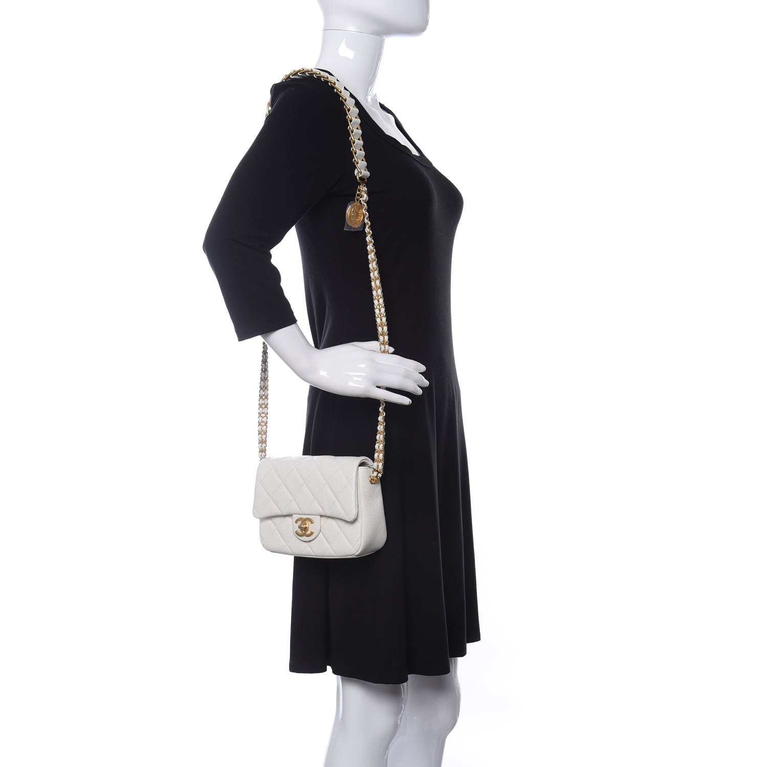 Chanel Caviar Quilted Mini Chain Soul Flap White 2 of 11