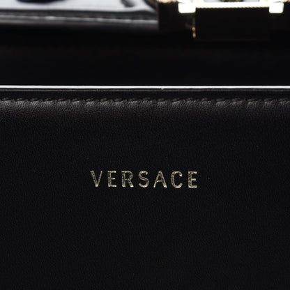 Versace Calfskin Flower Embroidered Medium DV One Satchel Black 6 of 9