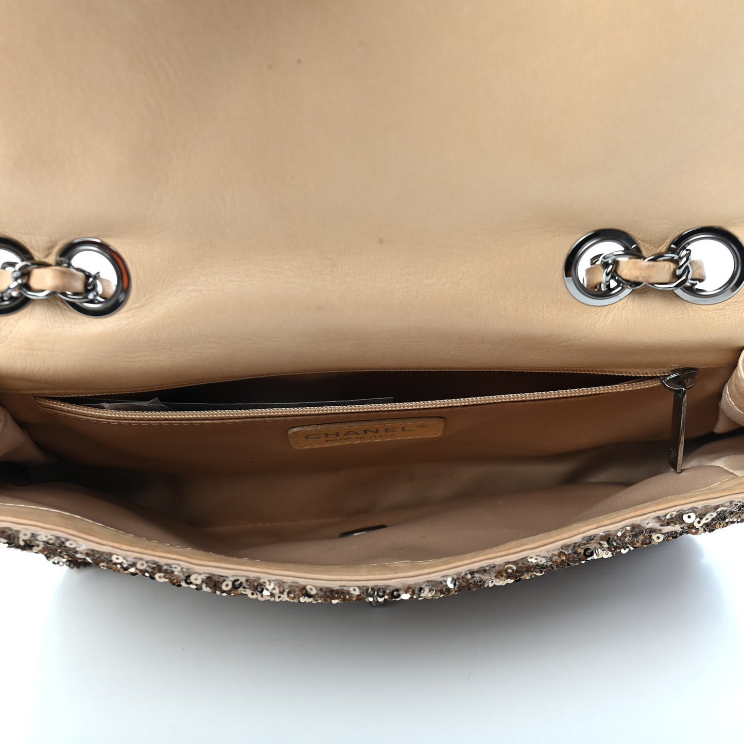 Sequin Quilted Medium Single Flap Gold