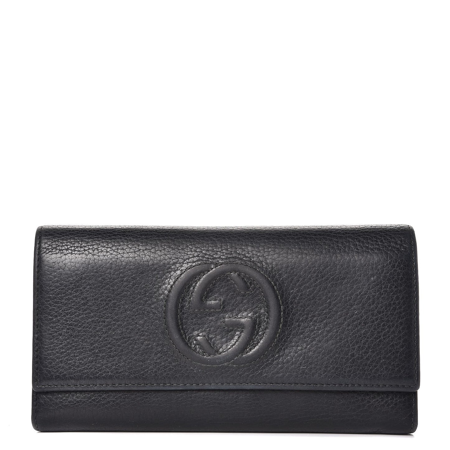 Pebbled Calfskin Large Soho Continental Wallet Black