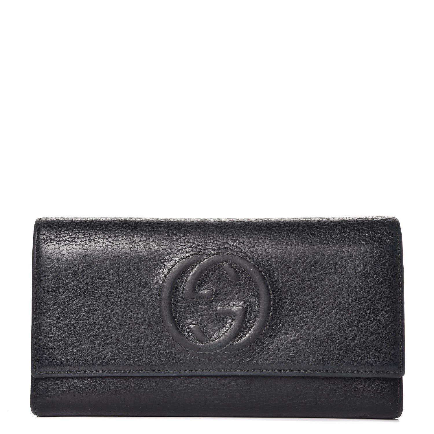 Gucci Pebbled Calfskin Large Soho Continental Wallet Black 1 of 15