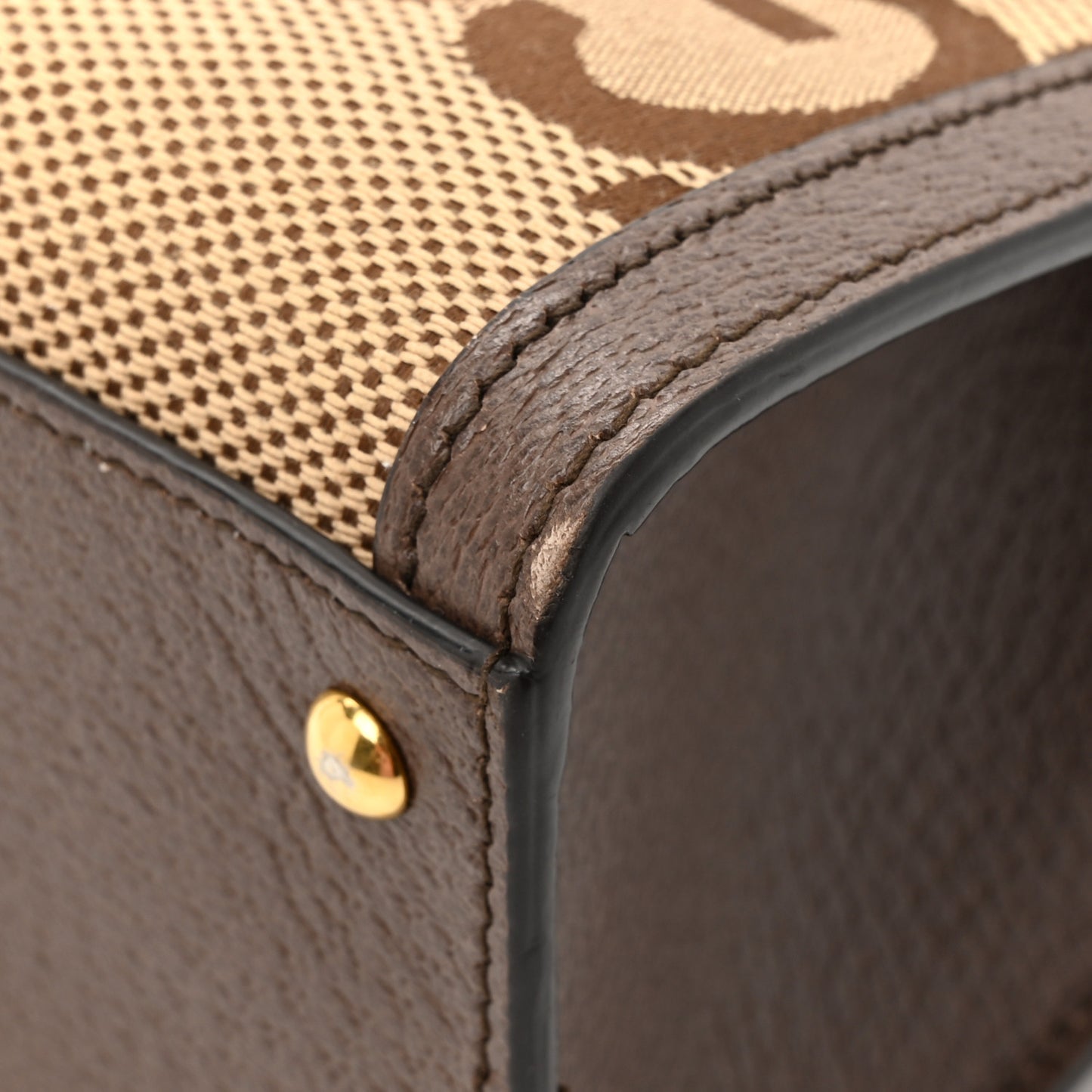 Monogram Jumbo GG Textured Dollar Calfskin Mini Diana Tote Bag Camel Ebony New Acero