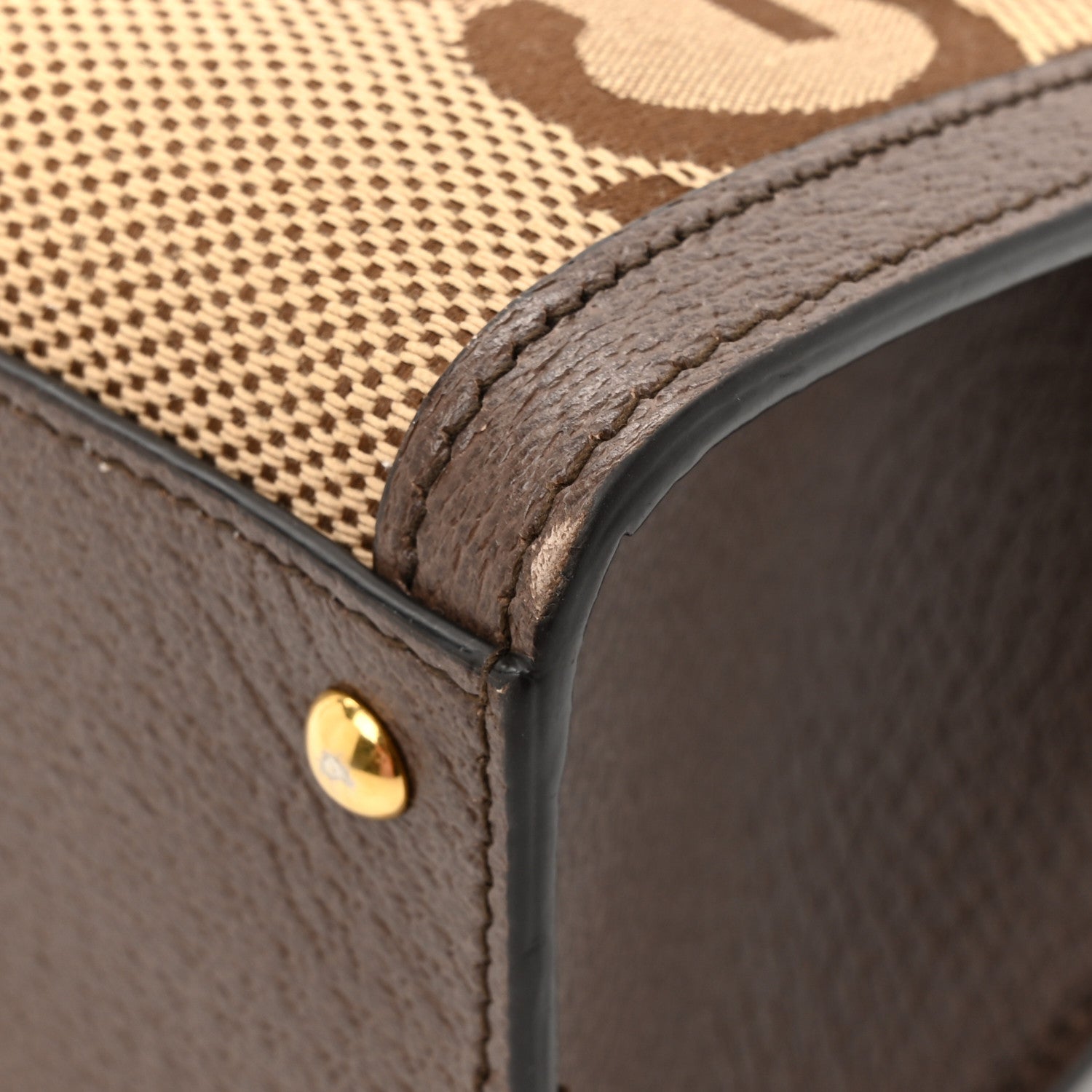 Gucci Monogram Jumbo GG Textured Dollar Calfskin Mini Diana Tote Bag Camel Ebony New Acero 12 of 14