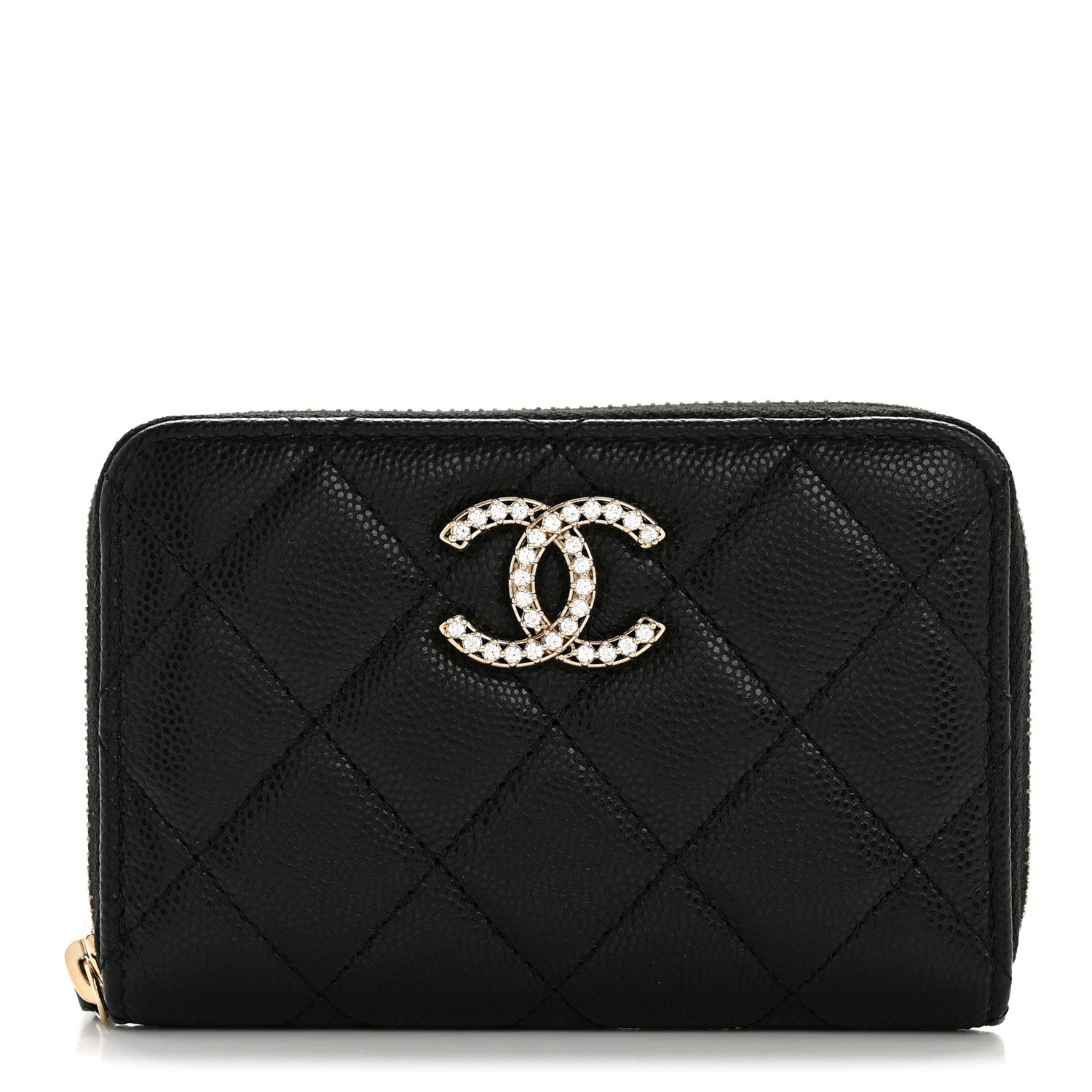 Chanel Caviar Crystal Quilted CC Zip Coin Purse Black 1 of 9