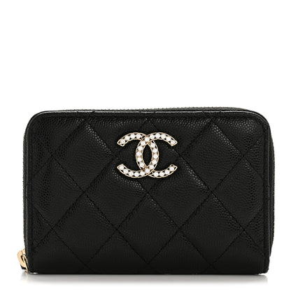 Chanel Caviar Crystal Quilted CC Zip Coin Purse Black 1 of 9