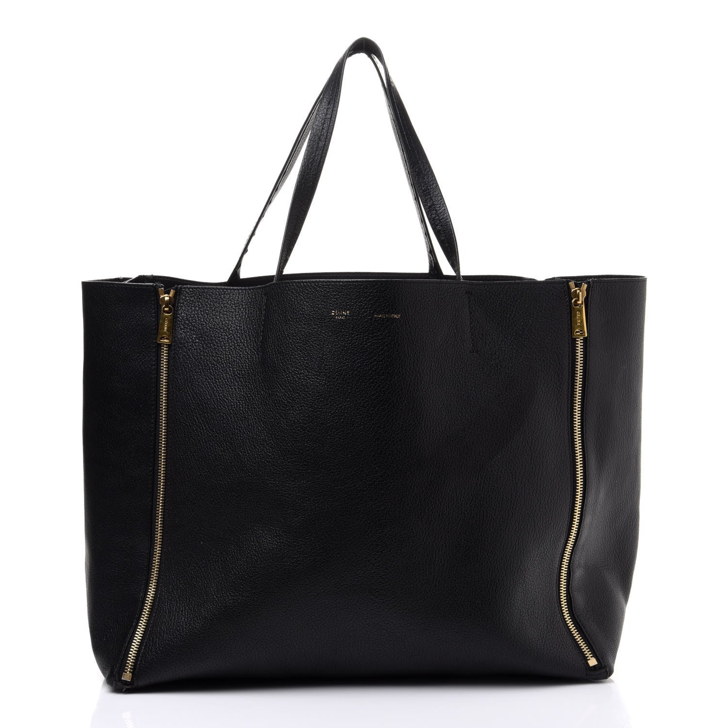 Celine Smooth Lambskin Horizontal Zipper Gusset Cabas Black 1 of 17