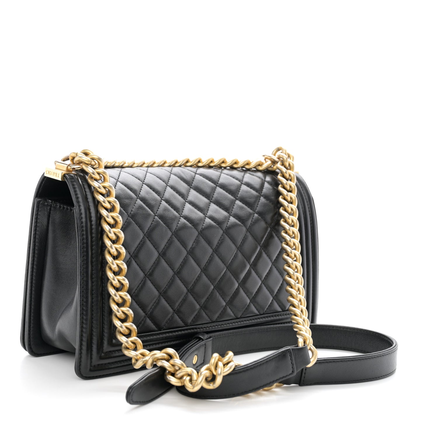 Lambskin Quilted Medium Boy Flap Black
