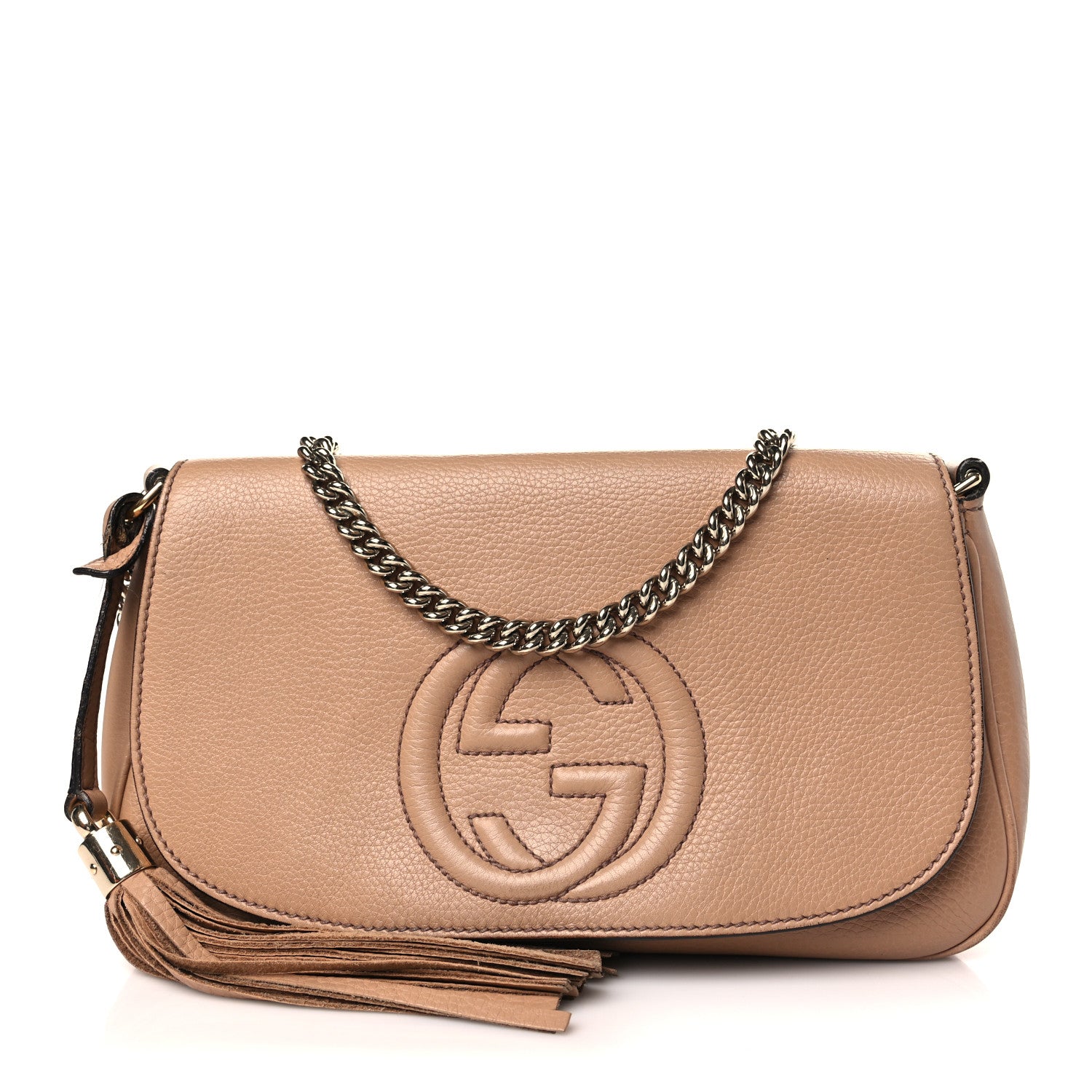 Gucci Pebbled Calfskin Medium Soho Flap Crossbody Camelia 1 of 10