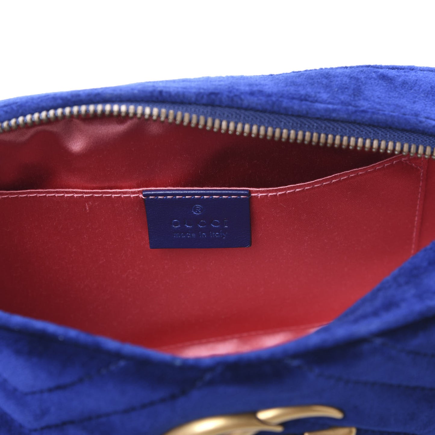 Velvet Matelasse Small GG Marmont Chain Shoulder Bag Cobalt