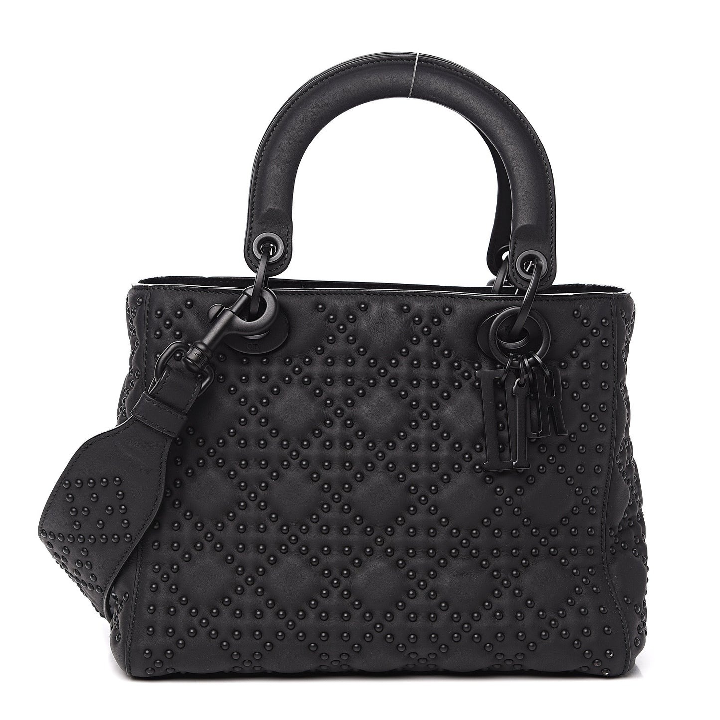 UItra Matte Calfskin Cannage Studded Medium Supple Lady Dior Black